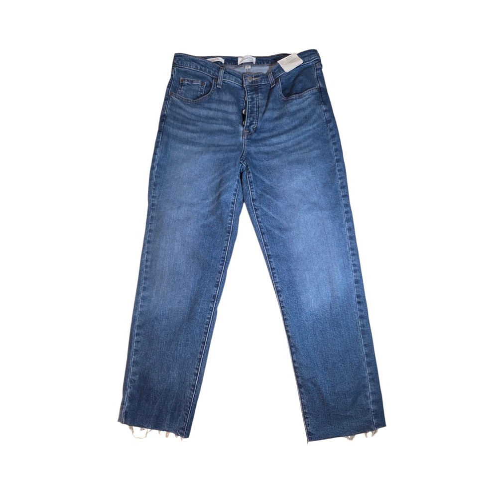 Universal Thread Mid Rise 80s Slim Stretch Medium Wash Raw Hem Jeans 14R NWT